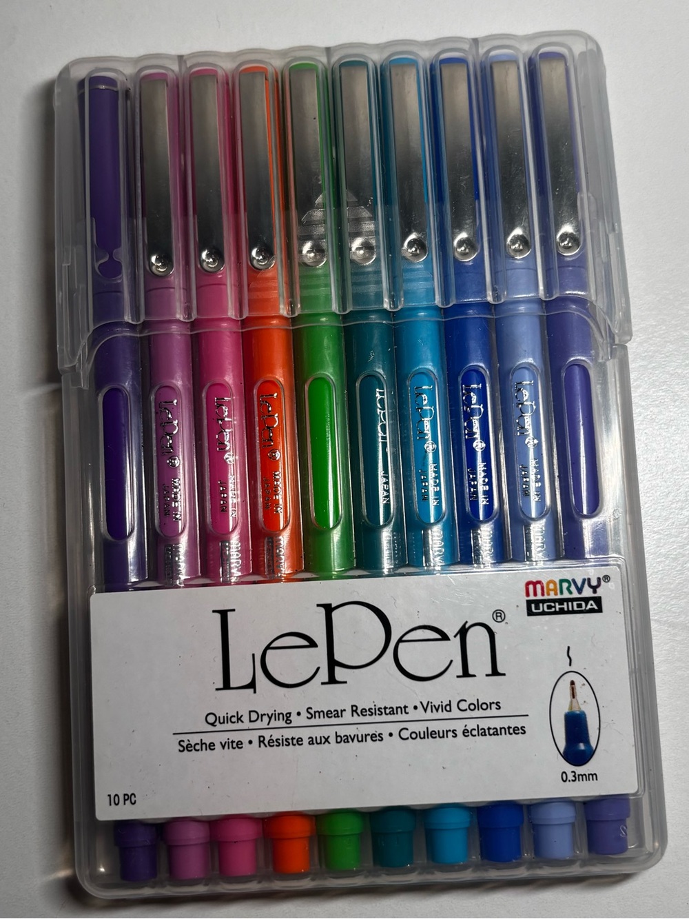 LePen set of 10 Quick Drying Smear Resistant Vivid Colors